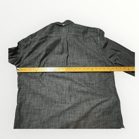 Levi’s Men’s Button Down Shirt XL Black Gray Chambray Long Sleeve Slim Fit Cotto - Picture 9 of 13